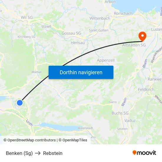 Benken (Sg) to Rebstein map