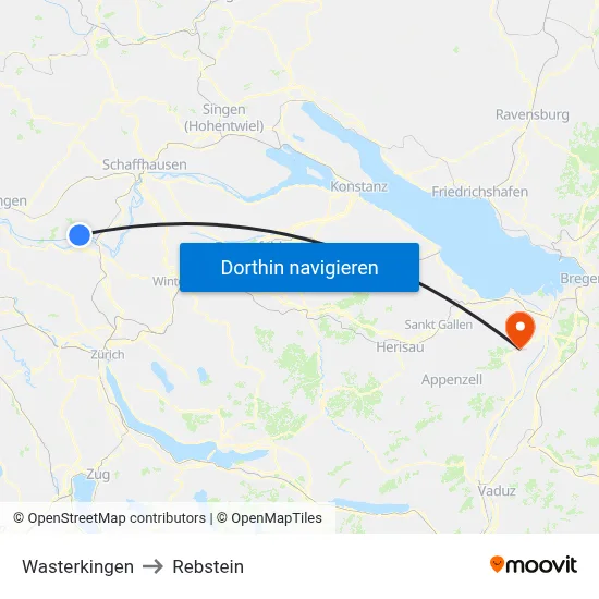 Wasterkingen to Rebstein map