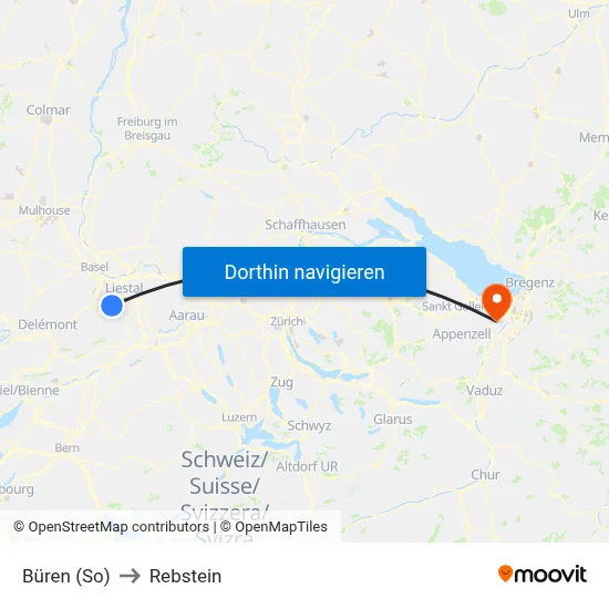 Büren (So) to Rebstein map