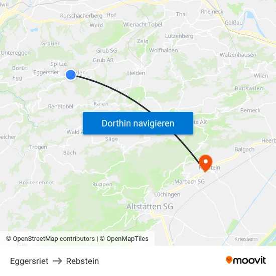 Eggersriet to Rebstein map
