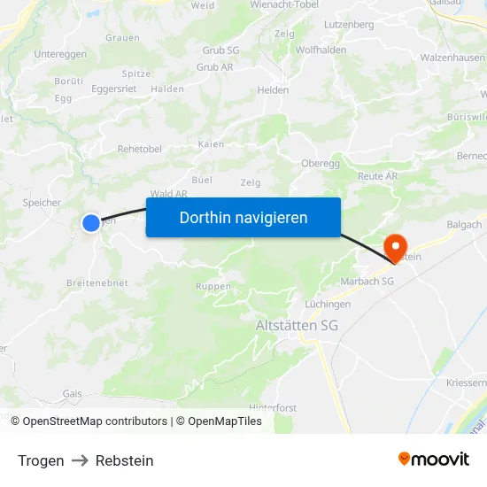 Trogen to Rebstein map
