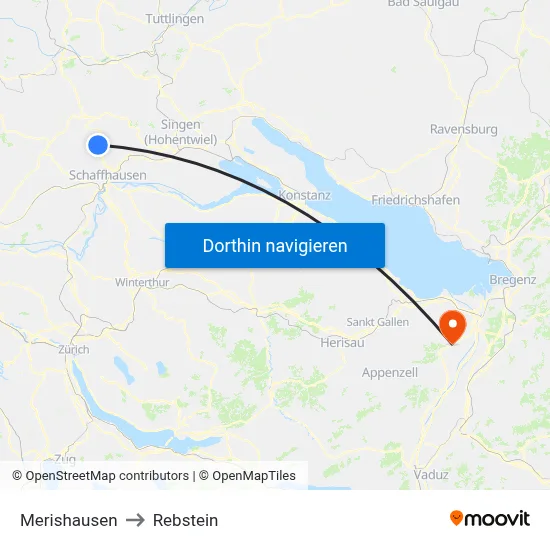 Merishausen to Rebstein map