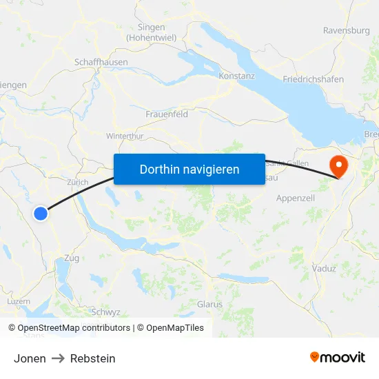 Jonen to Rebstein map
