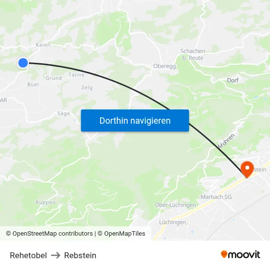Rehetobel to Rebstein map