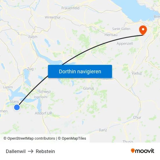 Dallenwil to Rebstein map