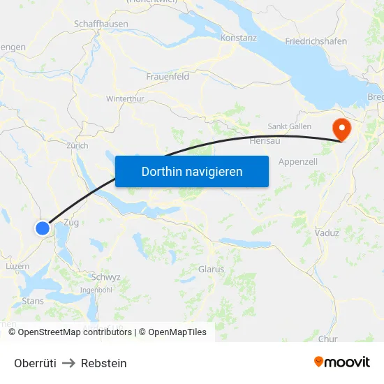 Oberrüti to Rebstein map