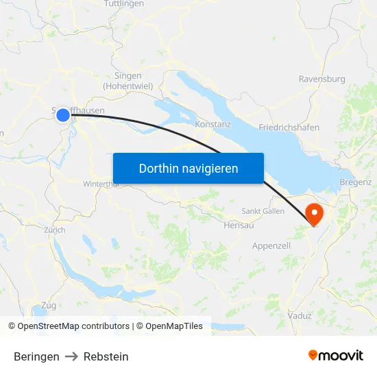 Beringen to Rebstein map
