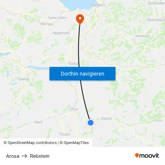Arosa to Rebstein map