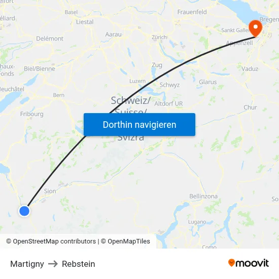 Martigny to Rebstein map