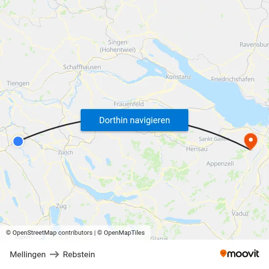 Mellingen to Rebstein map