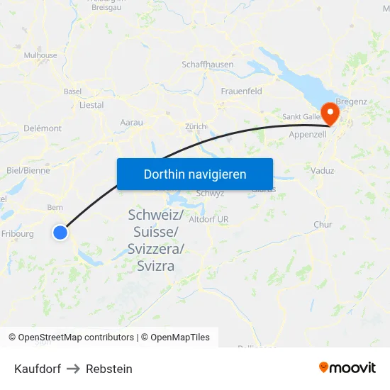Kaufdorf to Rebstein map