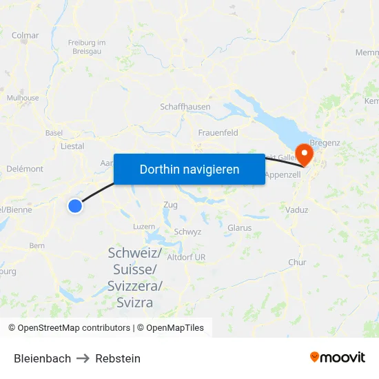 Bleienbach to Rebstein map