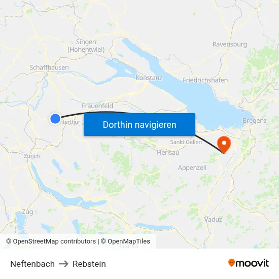 Neftenbach to Rebstein map