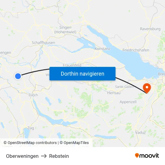 Oberweningen to Rebstein map
