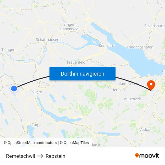 Remetschwil to Rebstein map