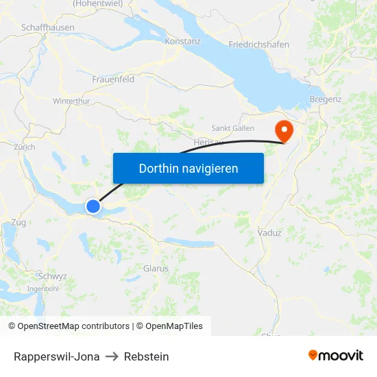 Rapperswil-Jona to Rebstein map