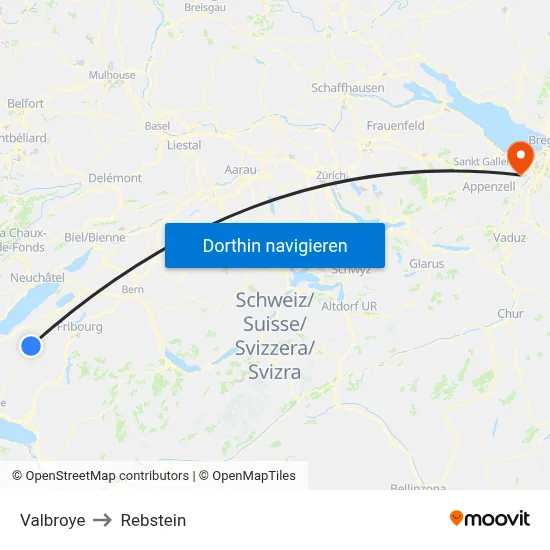 Valbroye to Rebstein map