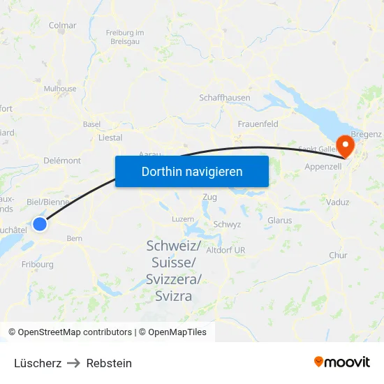 Lüscherz to Rebstein map