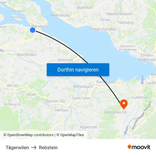 Tägerwilen to Rebstein map