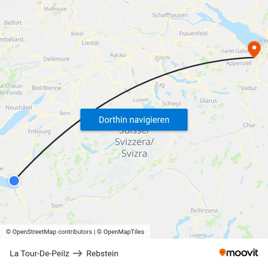 La Tour-De-Peilz to Rebstein map