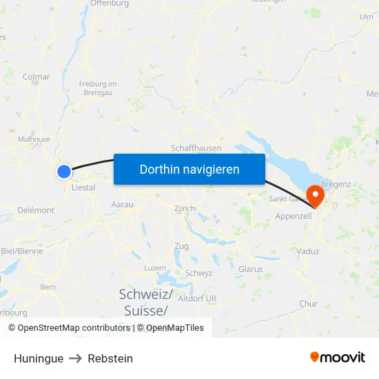 Huningue to Rebstein map