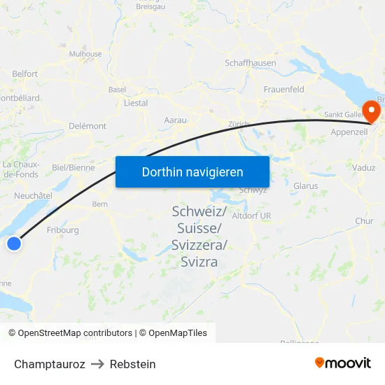 Champtauroz to Rebstein map