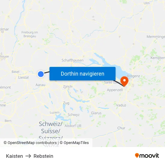 Kaisten to Rebstein map