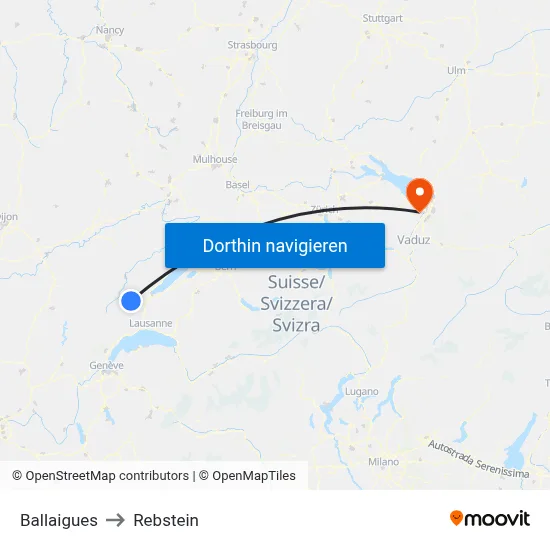 Ballaigues to Rebstein map