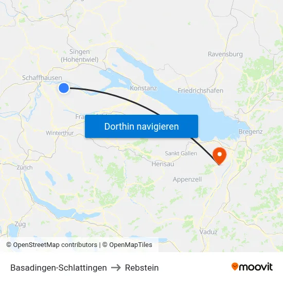 Basadingen-Schlattingen to Rebstein map