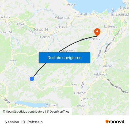 Nesslau to Rebstein map