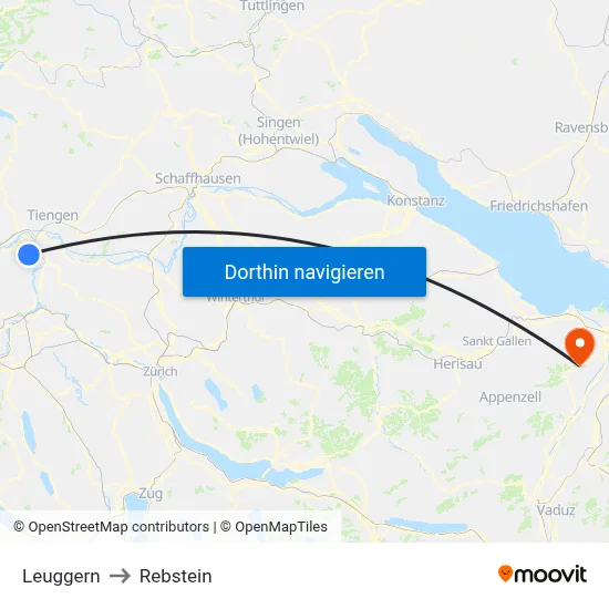 Leuggern to Rebstein map