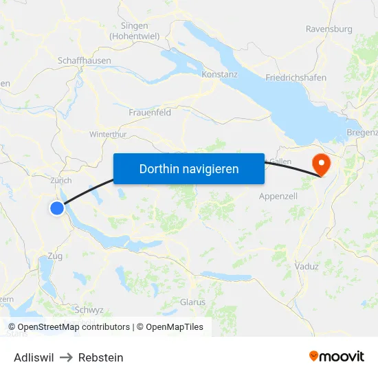 Adliswil to Rebstein map