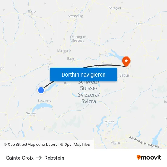 Sainte-Croix to Rebstein map