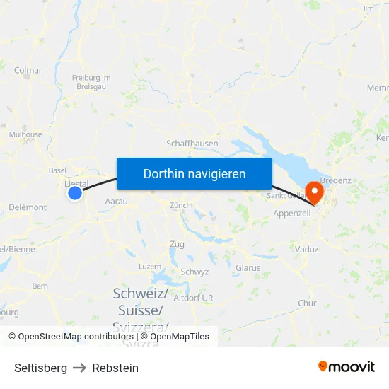 Seltisberg to Rebstein map
