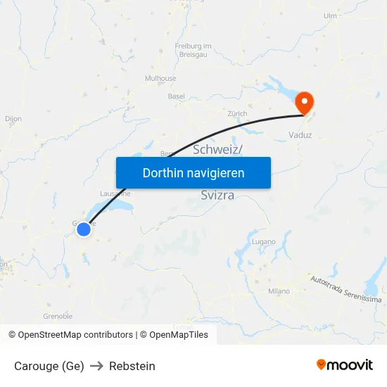 Carouge (Ge) to Rebstein map