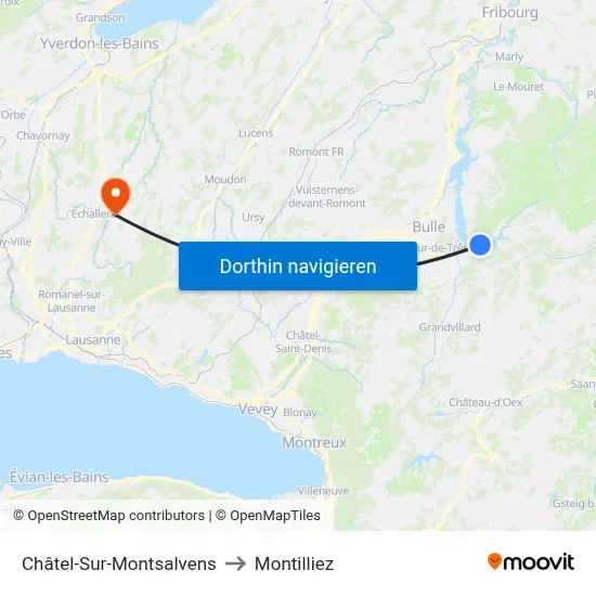 Châtel-Sur-Montsalvens to Montilliez map