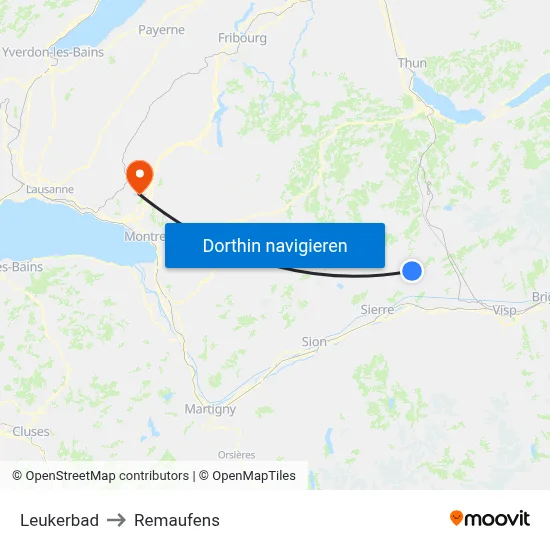 Leukerbad to Remaufens map