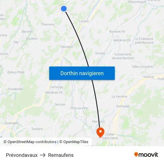 Prévondavaux to Remaufens map