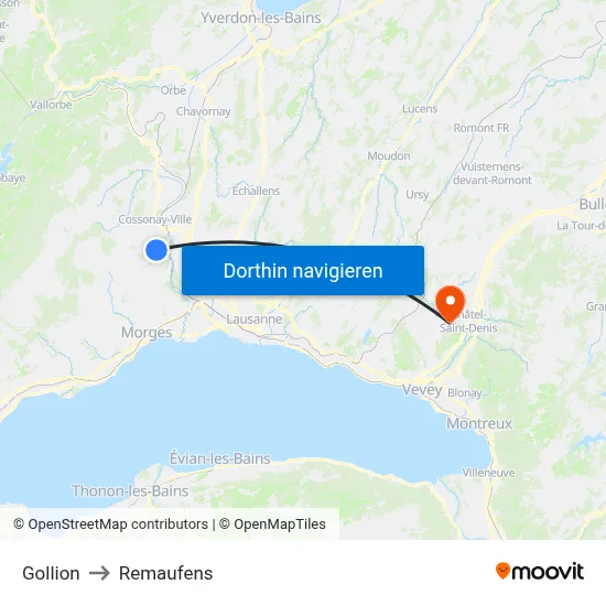 Gollion to Remaufens map