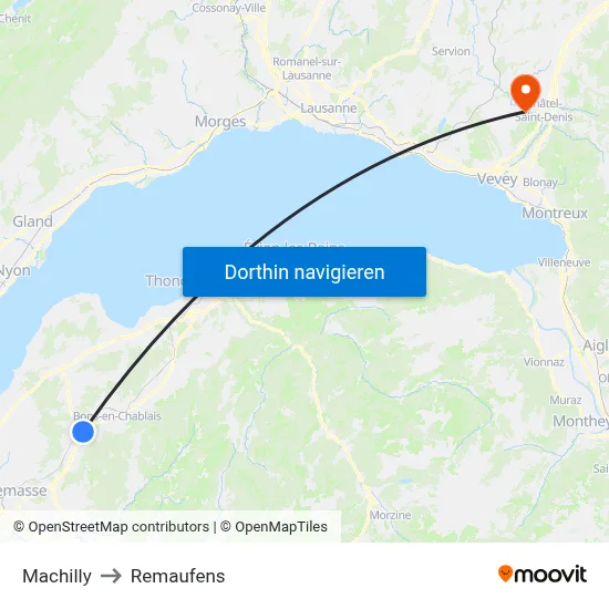 Machilly to Remaufens map