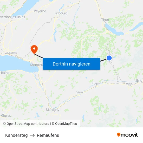 Kandersteg to Remaufens map