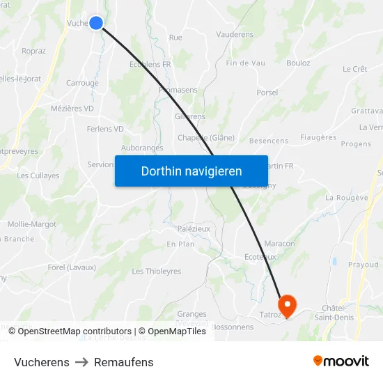 Vucherens to Remaufens map