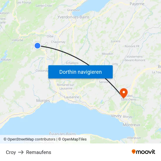 Croy to Remaufens map