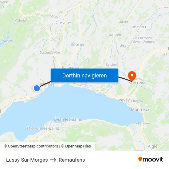 Lussy-Sur-Morges to Remaufens map