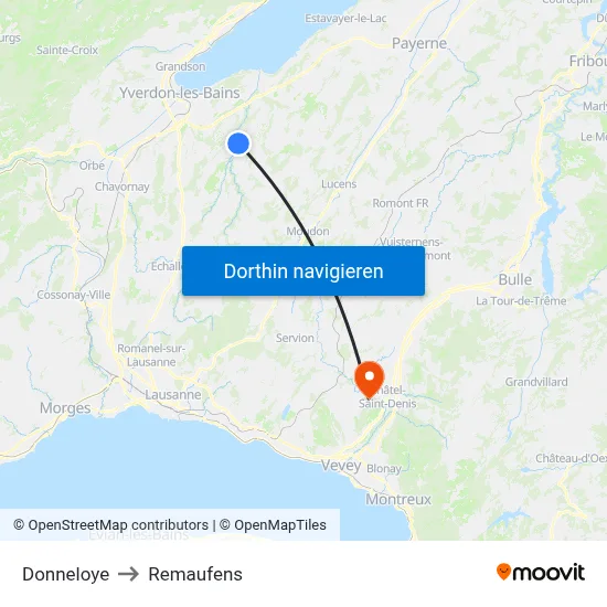 Donneloye to Remaufens map