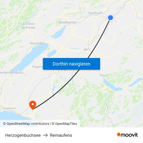 Herzogenbuchsee to Remaufens map