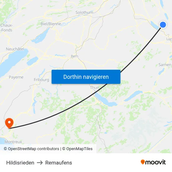 Hildisrieden to Remaufens map