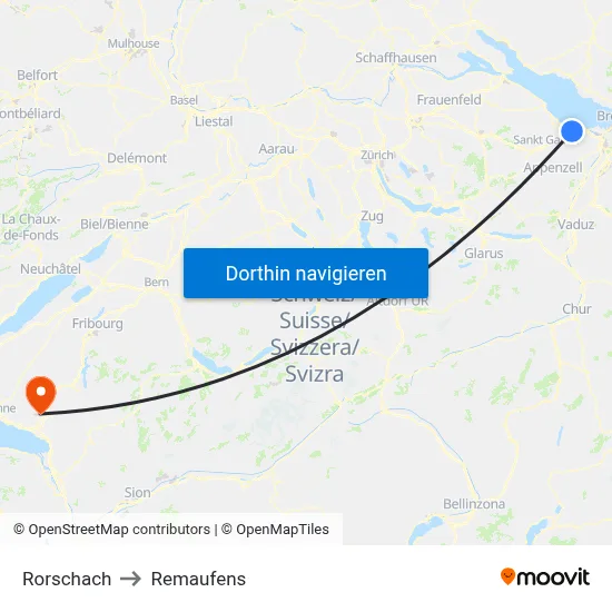 Rorschach to Remaufens map