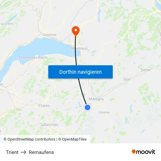 Trient to Remaufens map