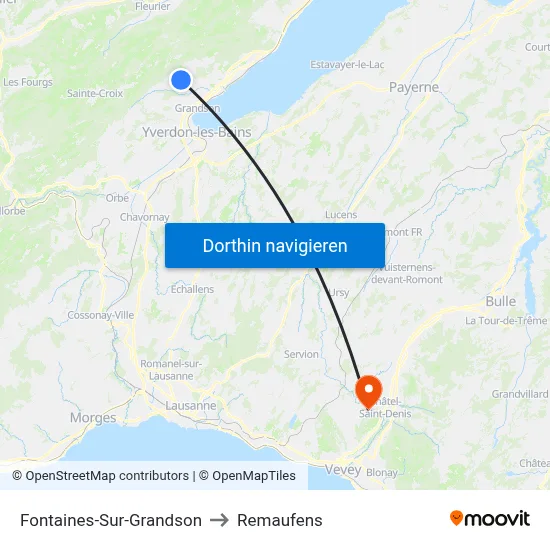 Fontaines-Sur-Grandson to Remaufens map